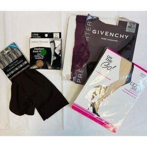 6 pr Givenchy & Bobbie Brooks Hosiery Collection: Knee Highs Tights Sheer Pantyh